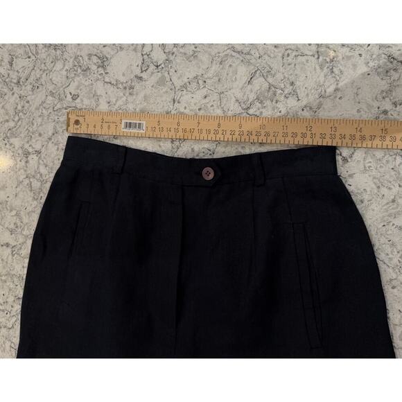 Vintage 90s Black Trouser Tailored Shorts Classy Old Money 26” W 6 Irish Linen - Picture 10 of 12